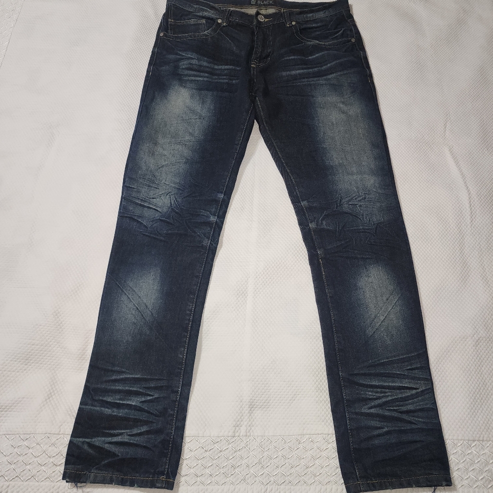 Black Premium Reverse Men's Deep Indigo Straight Jeans